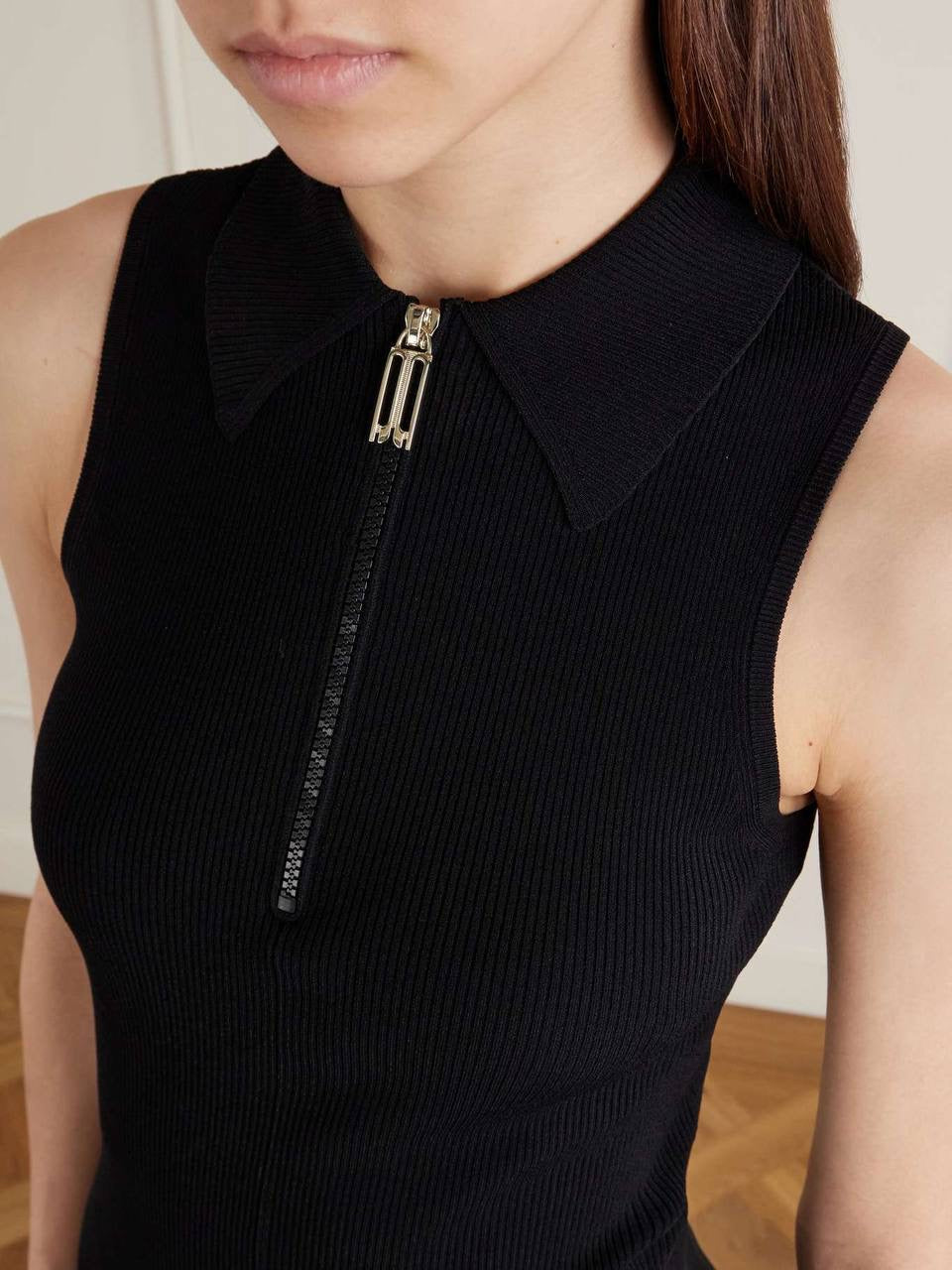2 Colors! VB Mira Quarter-zip Stretch-viscose Midi Dress in Black & White