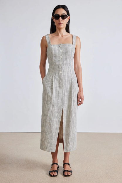 AA Berel Tank Cotton Midi Dress in Cream Pin Stripe