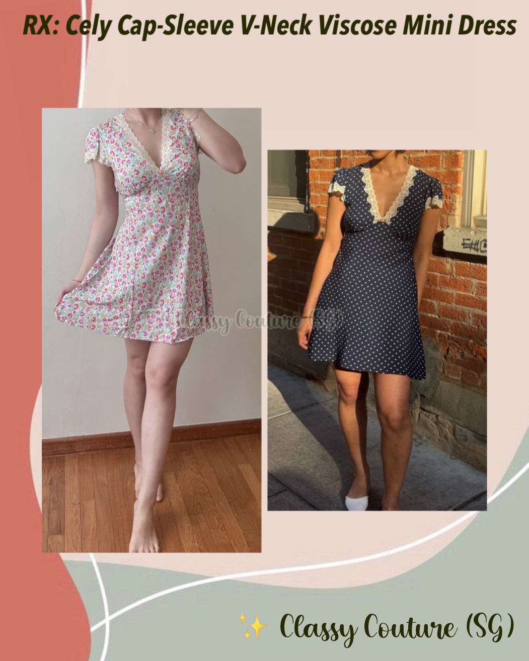 Restock! RX Cely Cap-Sleeve V-Neck Viscose Mini Dress