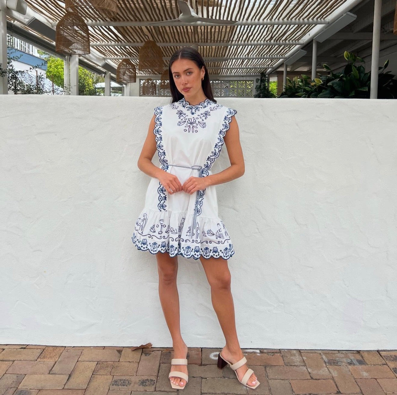 ALM Leela Embroidered Cotton Mini Dress