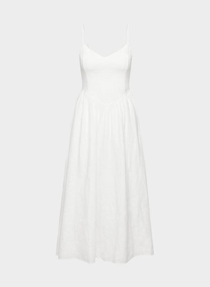 ARZ Influence Linen Midi Dress in White