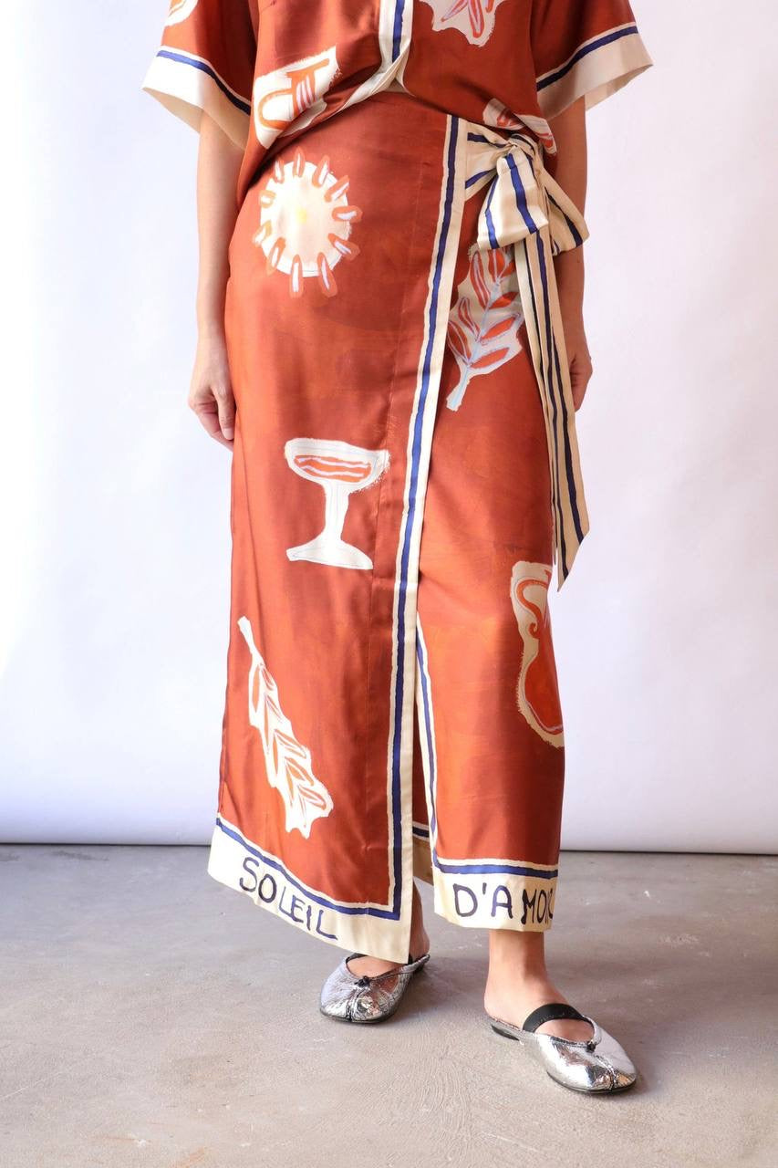 ALM Soleil D'Amour Printed Silk-Twill Shirt | Pant | Skirt | Set