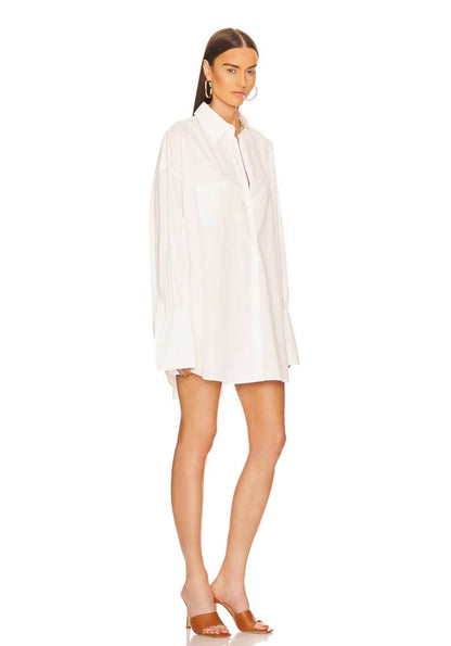 HS White Cotton Poplin Oversized Shirt / Shirtdress Mini Dress