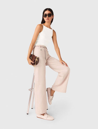 MJ Pink Tweed Cropped Short Sleeve Jacket Top | Shorts | Trouser Pant | Set