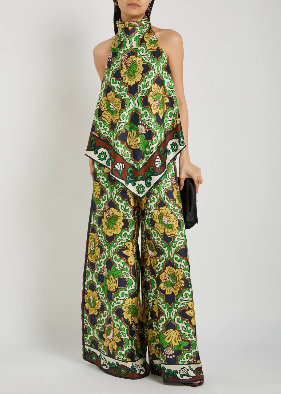 ALM Liana Silk Top Silk Palazzo Pants