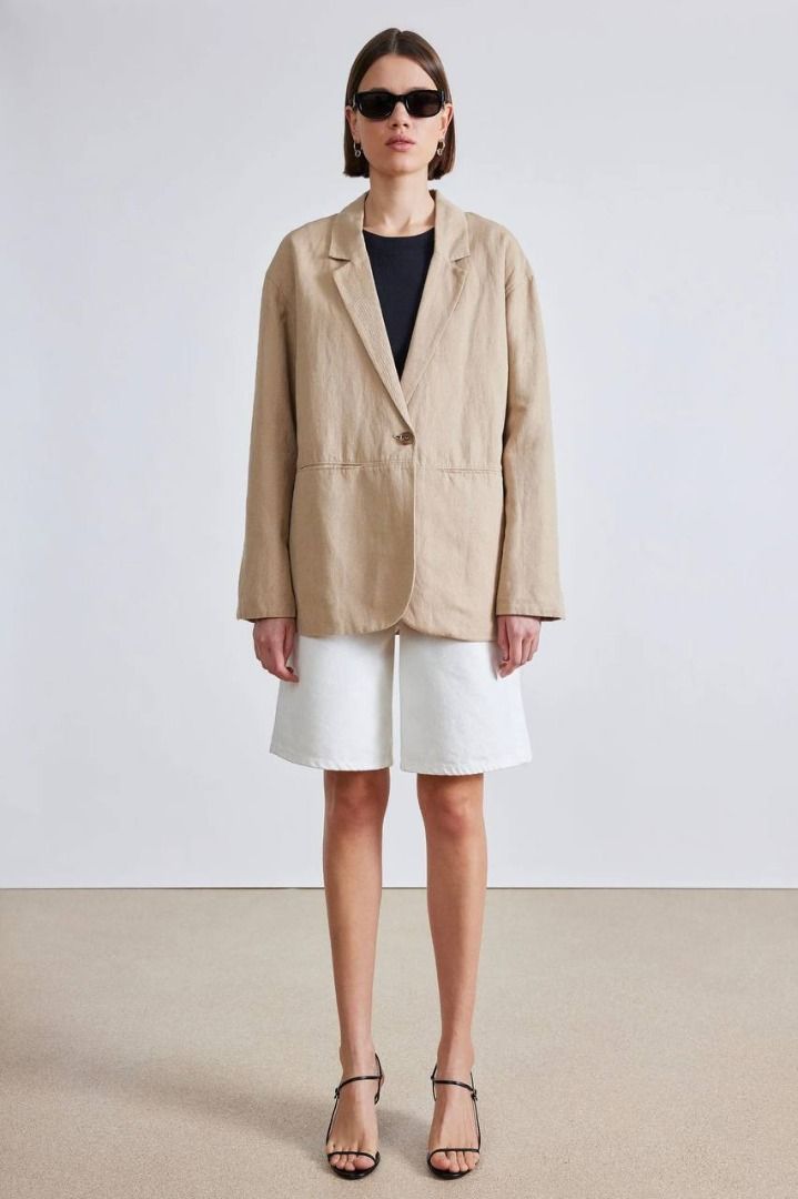 7 Colors! AA Oversized Cotton-Linen Blazer Jacket