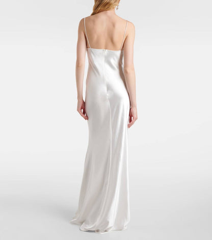 SP White Satin Lace Maxi Dress