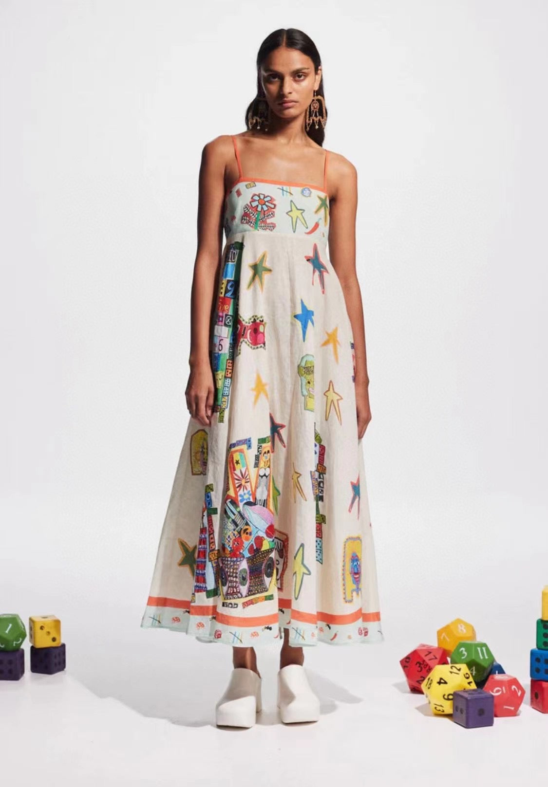 ALM Players Linen Midi Sundress Dress