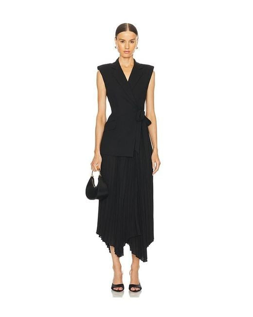 Jon Sim Helena Combo Blazer Pleated Midi Dress