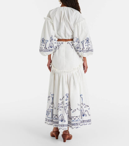 ALM Leela Printed Cotton Shirt | Midi Skirt | Set