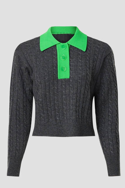 SD Reno Wool-Cashmere Contrast Collar Knit Sweater
