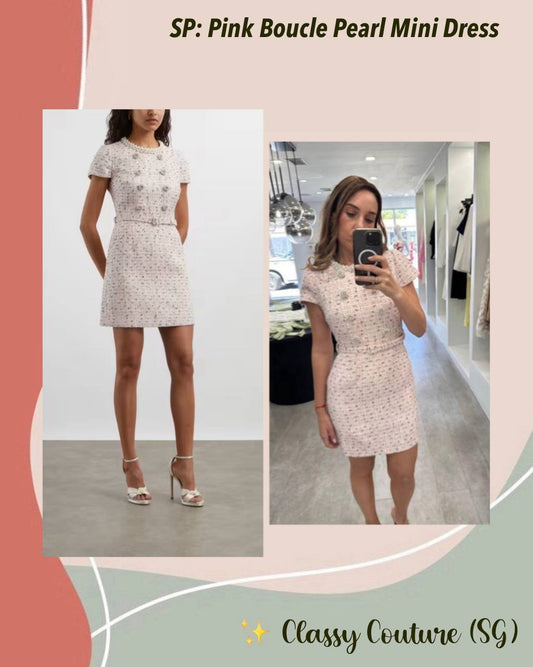 SP Pink Boucle Pearl Mini Dress