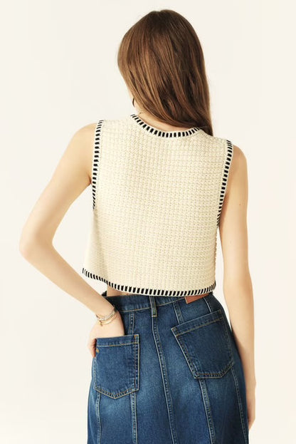 BA Gustave Sleeveless Cotton-blend Knit Cropped Vest