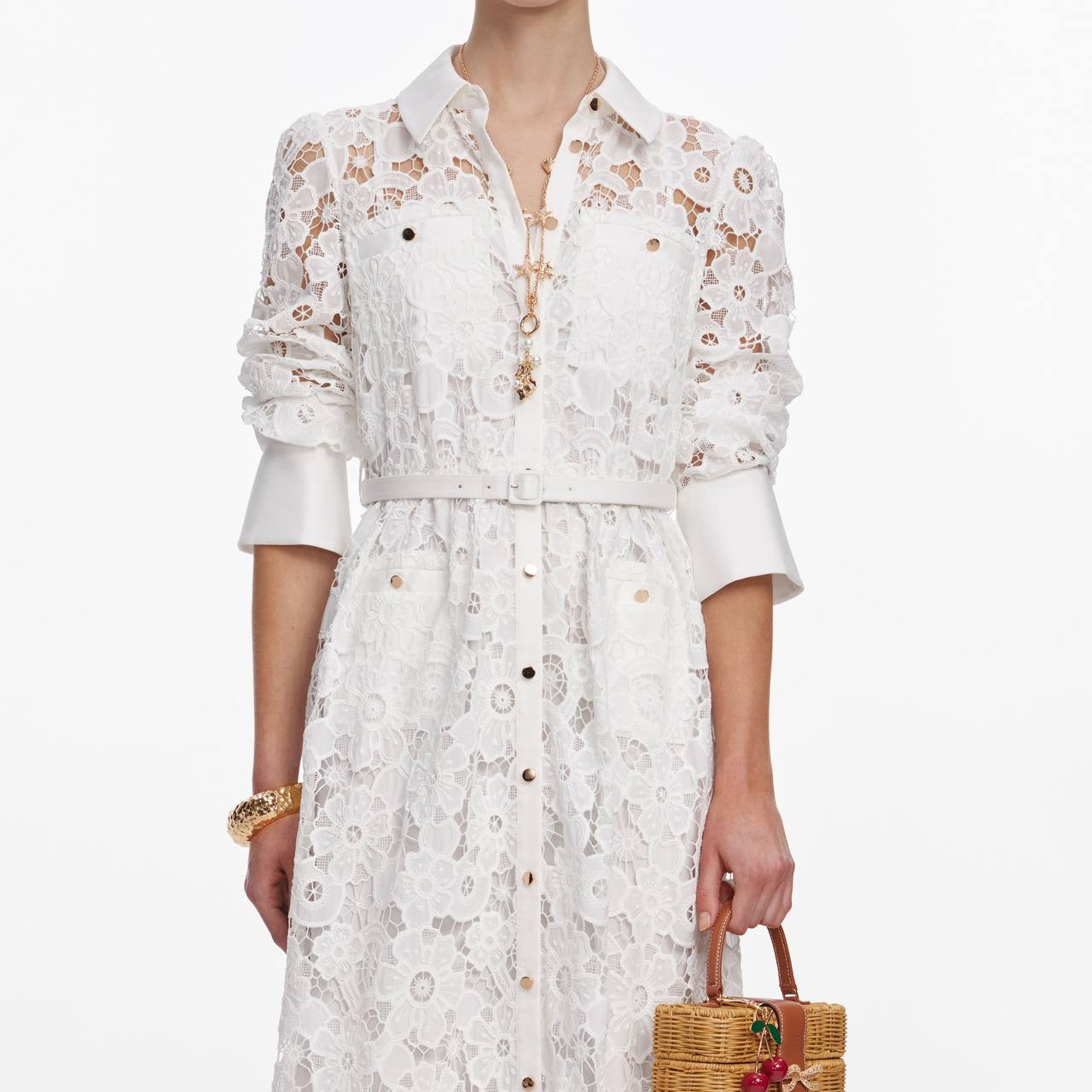 SP White Lace Collared Maxi Dress
