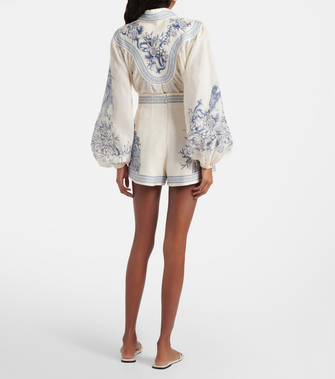 ALM Villa Romantica Long-Sleeve Blouse Top | Bermuda Shorts | Linen Set