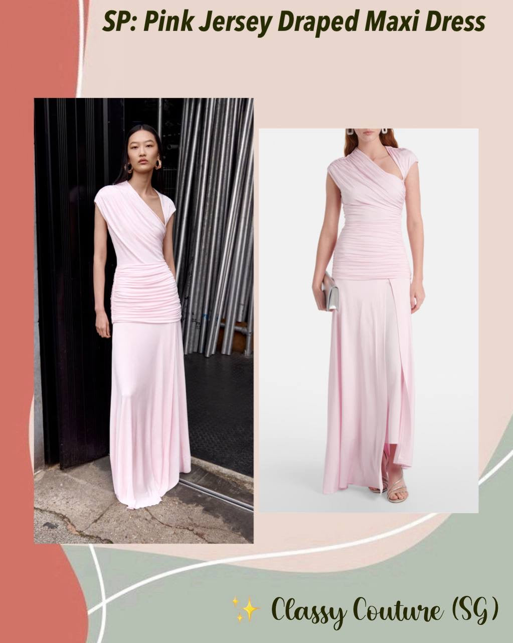 SP Pink Jersey Draped Maxi Dress