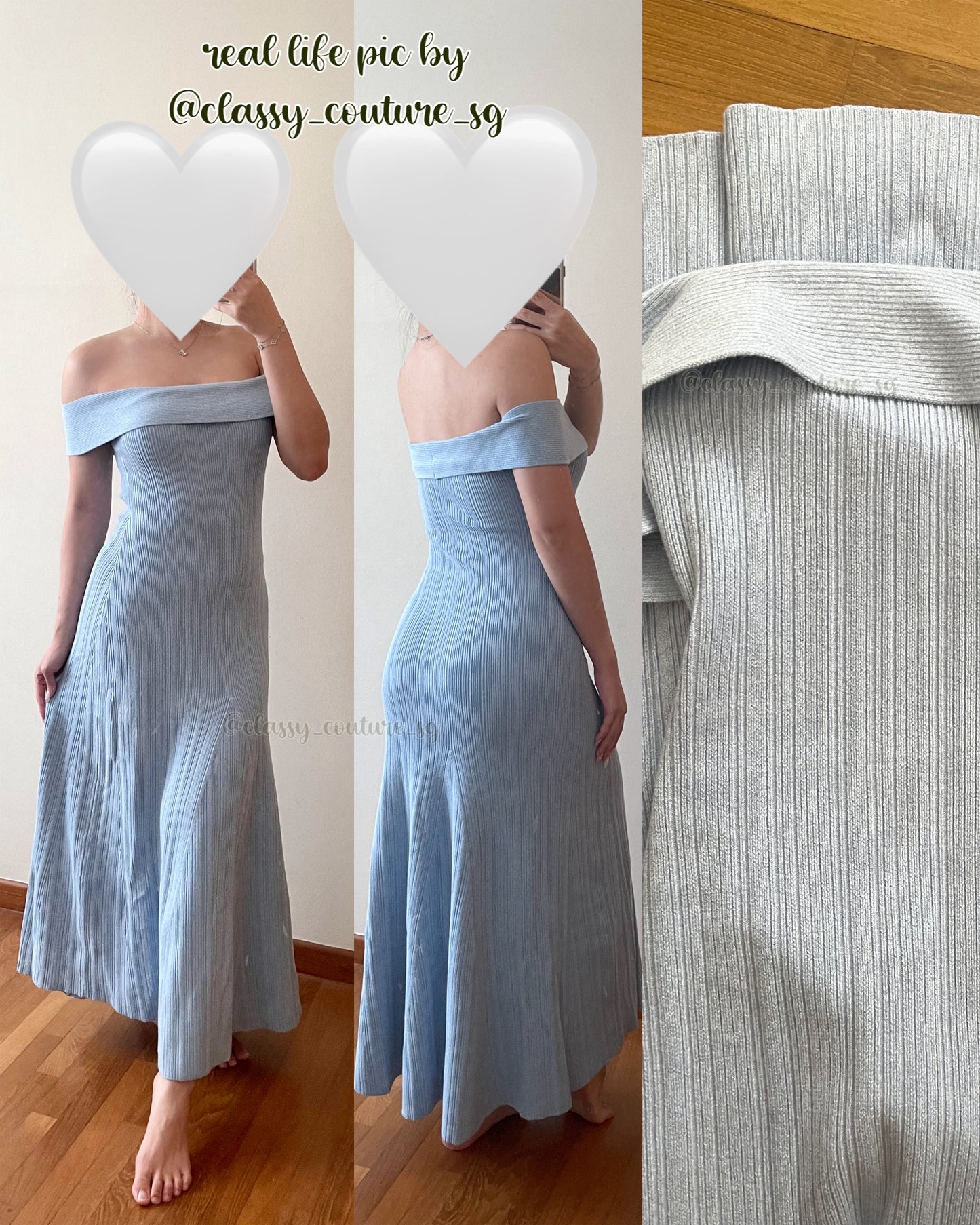 SALE! AQ Neve Knit Off Shoulder Maxi Dress in Powder Blue
