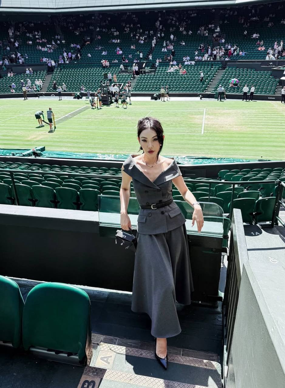 SP Grey Wool Tailored Midi Dress