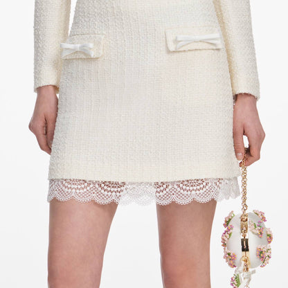Cream Boucle Lace Collar Jacket | Mini Skirt