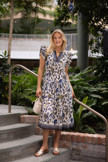 UJ Kairi Flutter Sleeve Midi Dress