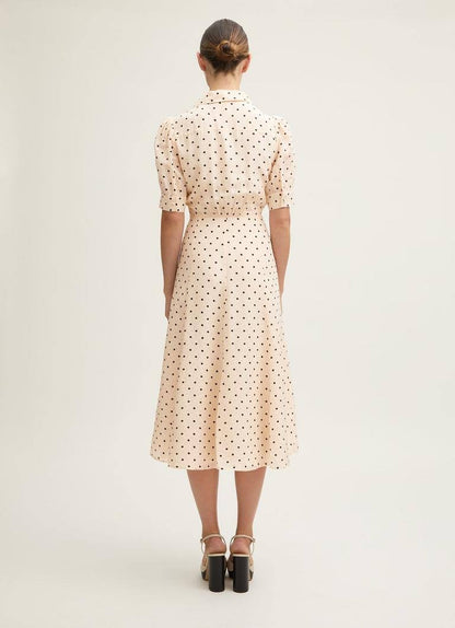 LKB Sophie Cream Viscose-Blend 30'S Polka Dot Midi Dress