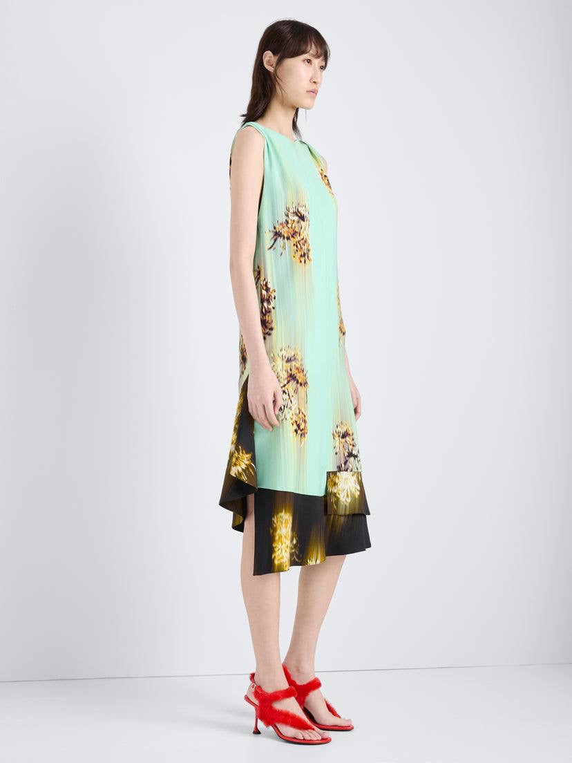 PS Rhetta Stretch-Viscose Shift Midi Dress In Blurred Chrysanthemum Print