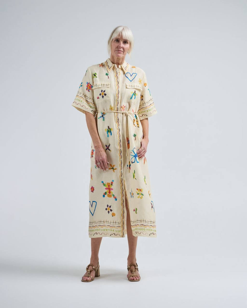 ALM Sidi Linen-Viscose Shirtdress Midi Dress