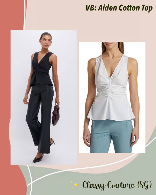 VB Aiden Ruched V-Neck Cotton Top