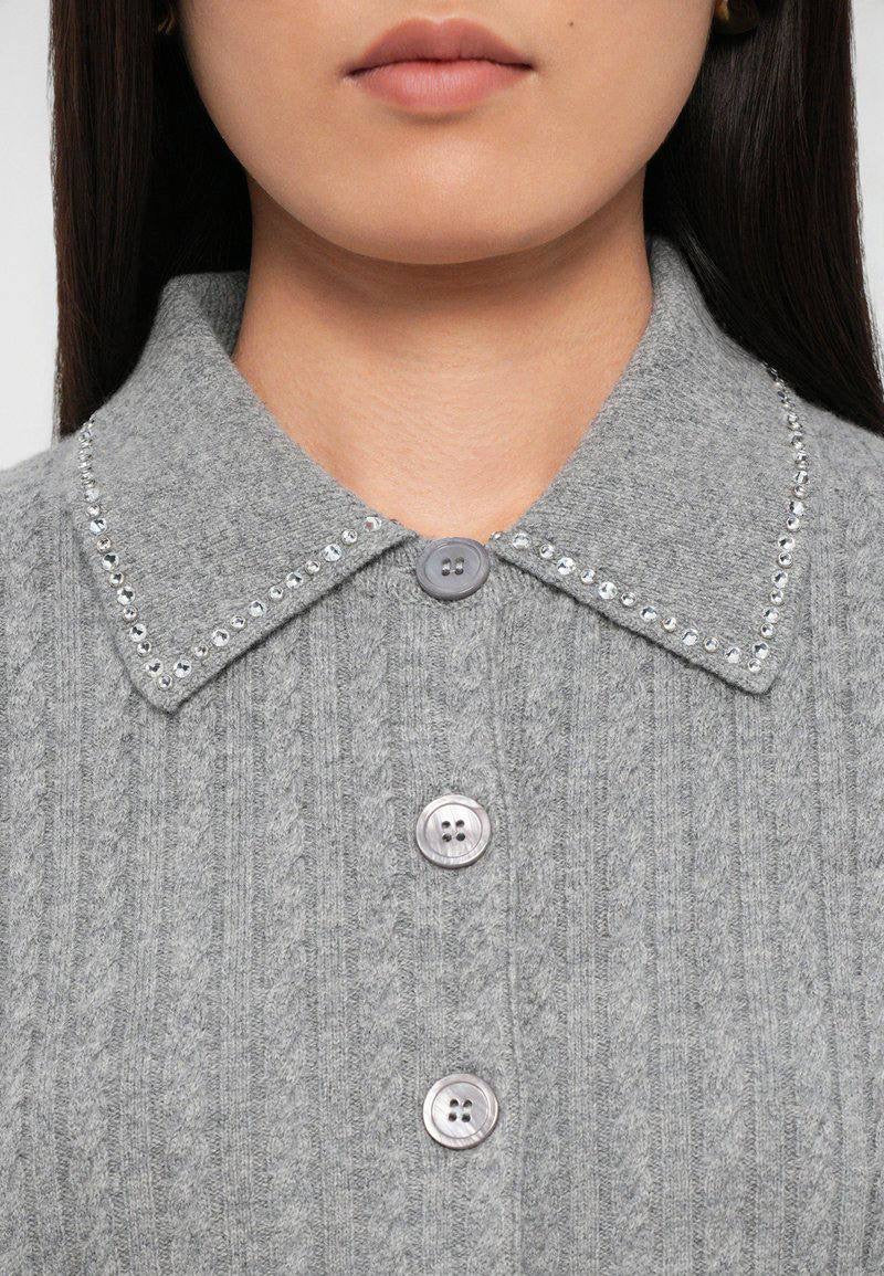 MJ Rhinestone Embellished Collar Cardigan