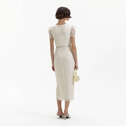 SP Cream & Mint Lace Diamante Midi Dress