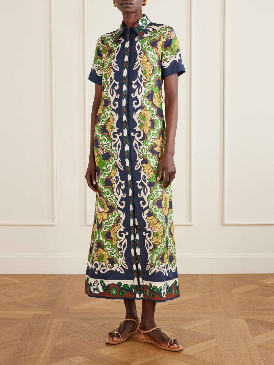 ALM Liana Linen Midi Dress Shirtdress