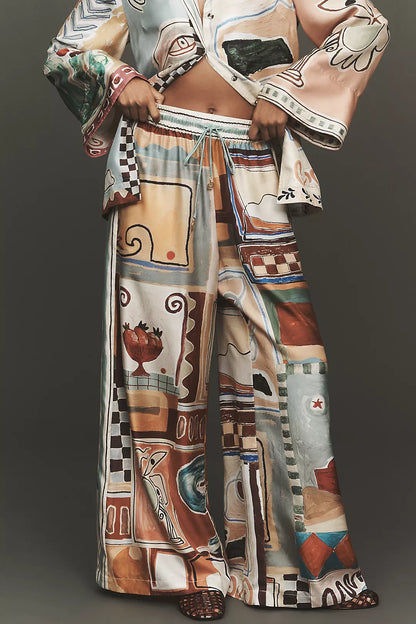 ALM Michelle Silk Shirt | Drawstring Pants | Set