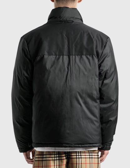 BBR Men’s / Unisex Reversible Check Nylon Puffer Hooded Jacket (Down feather-filled)