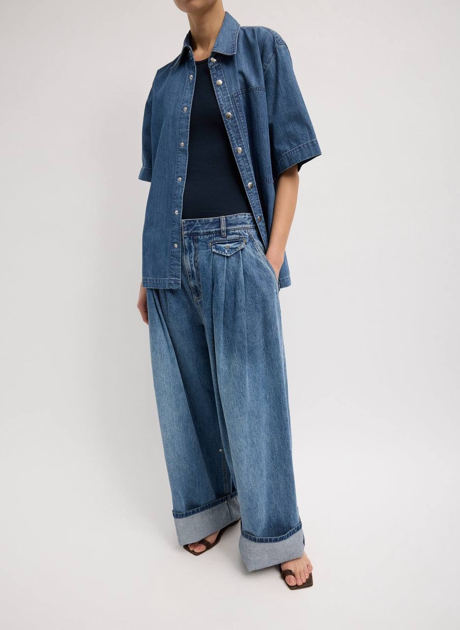 TB Spring Denim Triple Pleat Cotton Jeans