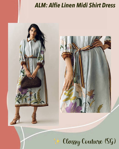 ALM Alfie Linen Shirtdress Midi Dress