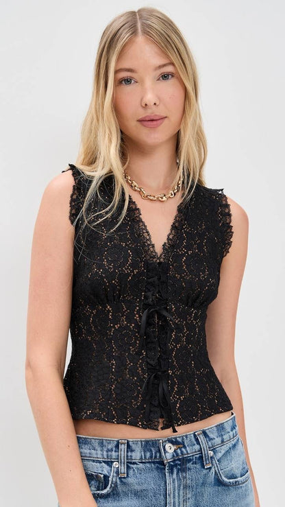 PG Anais Cotton-blend Lace Top