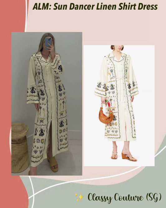 ALM Sun Dancer Linen Shirtdress Midi Dress