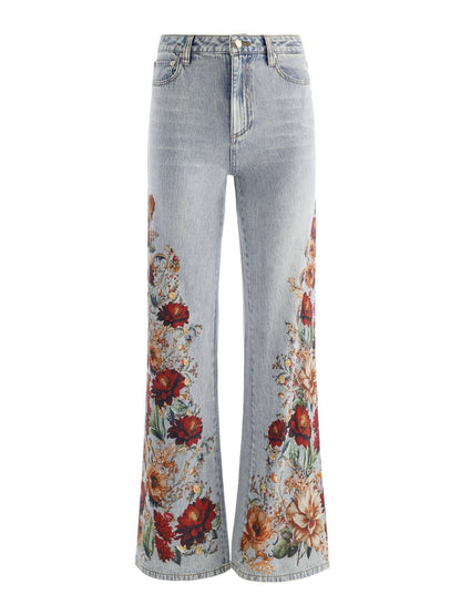 AO Chic Floral Printed High-rise Cotton Jeans