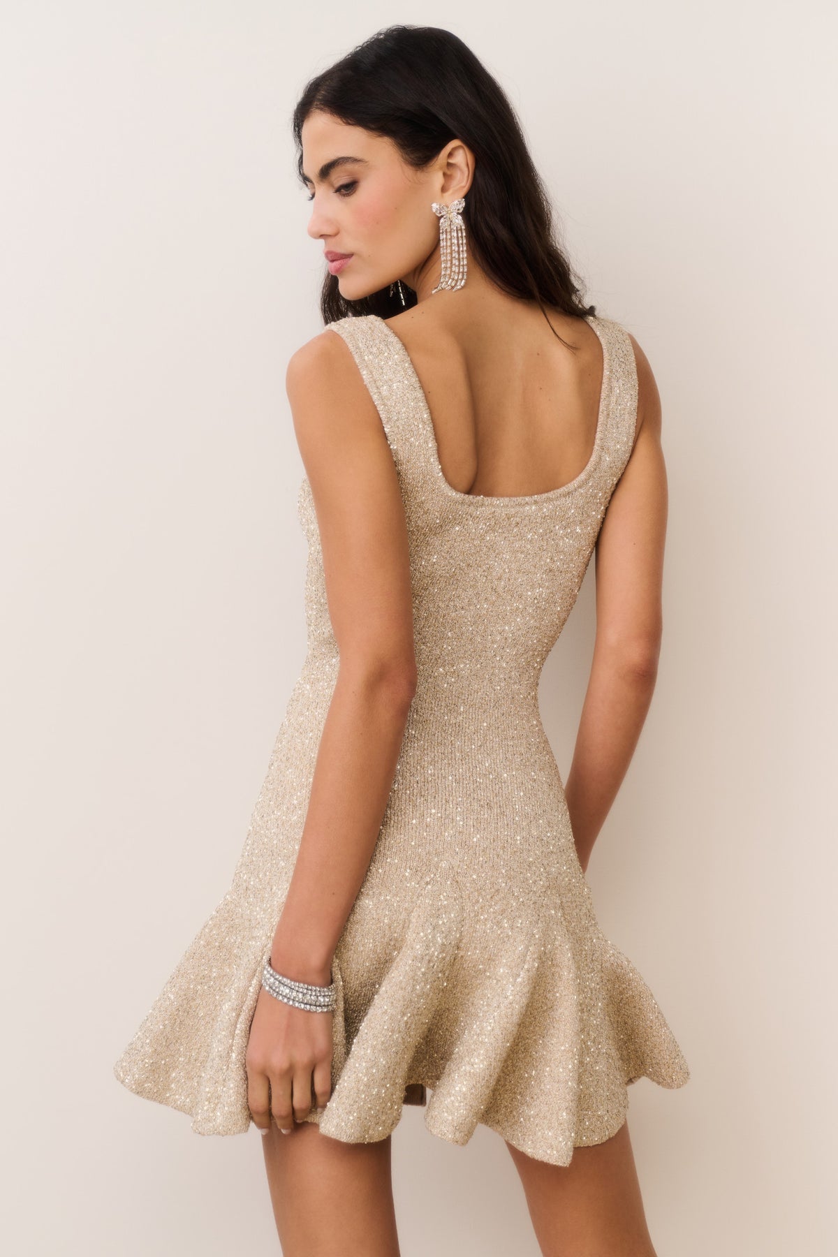 2 Colors! LSF Sarajane Sequin Stretch Knit Mini Dress | Ferra Knit Cardigan | Honey Gold & Black Set