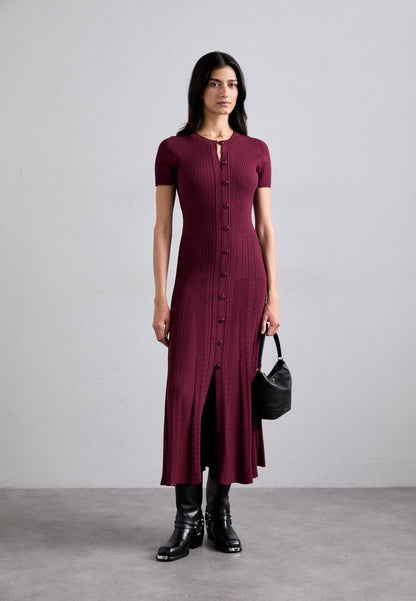 SD Milla Viscose Knit Midi Dress in Navy blue & Wine red