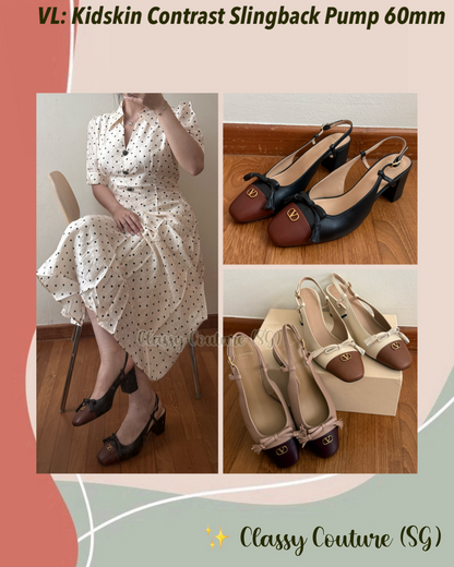 VL Kidskin Contrast Slingback Pump 60mm Heel Shoes