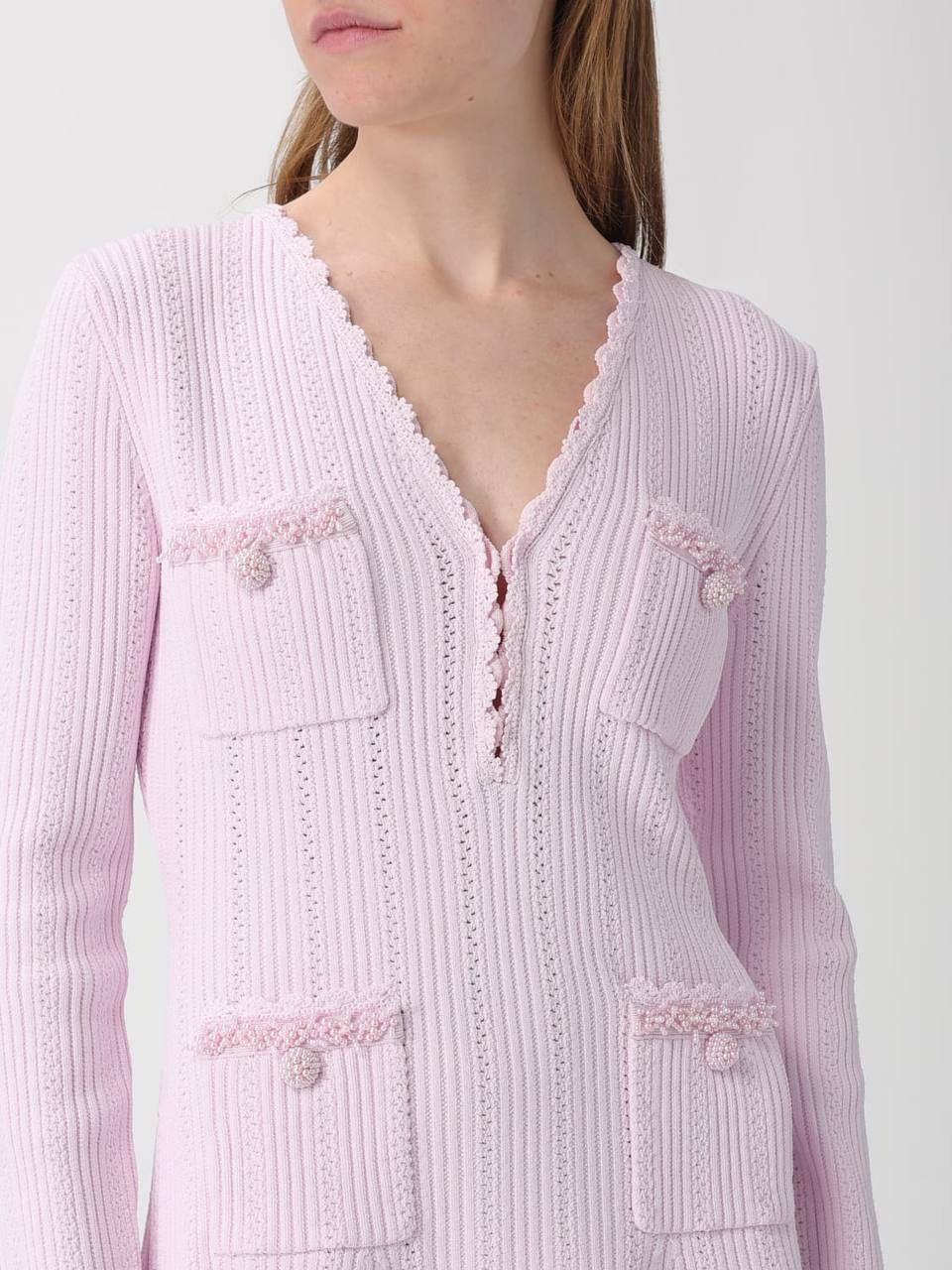 SP Pink Pearl Trim Knit Mini Dress