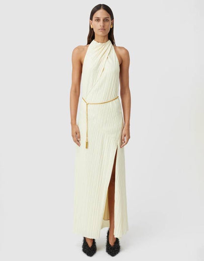 CM Alto Halter Backless Midi Dress