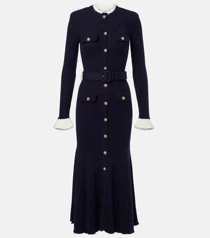 SP Navy Viscose Knit Mini | Midi Dress