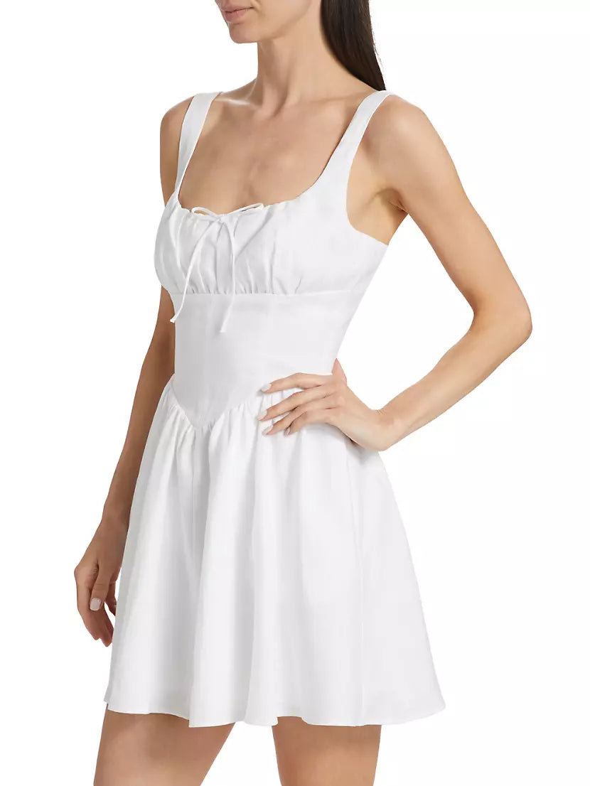 Ref Daria Linen Mini Dress in White