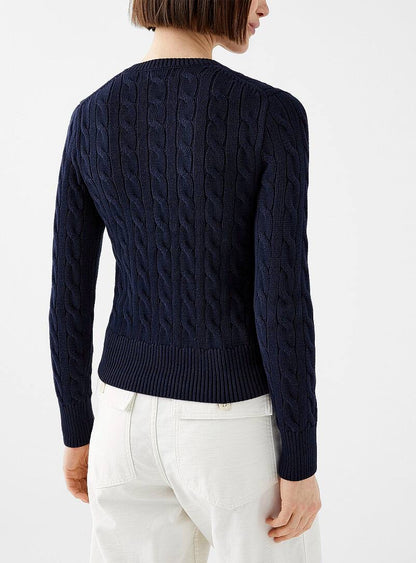 7 Colors! Cotton Cable Knit Crewneck Cardigan