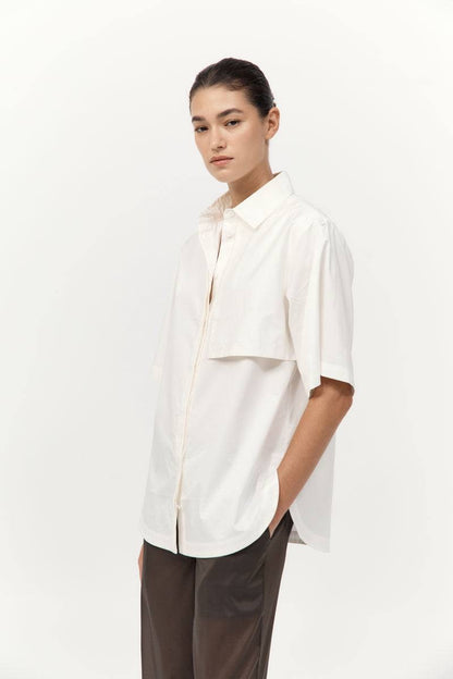 SA Utility Short Sleeve Cotton Shirt in White