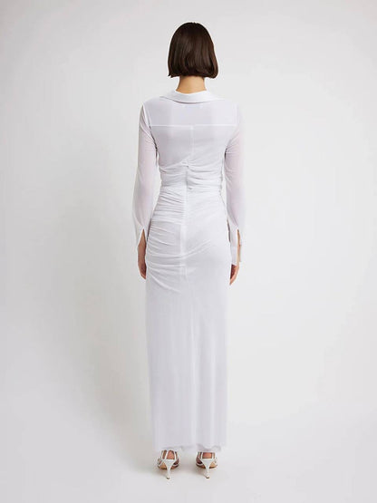 CE Venus Plunge Jersey Molded Cutout Shirt Maxi Dress