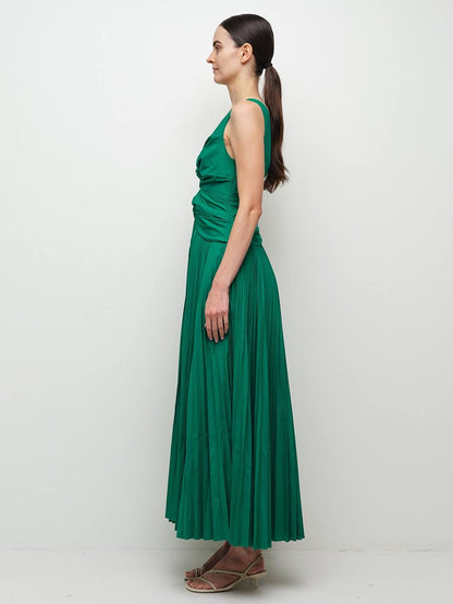 SK Vivianne Twist-Front Cutout Cotton-lined Midi Dress