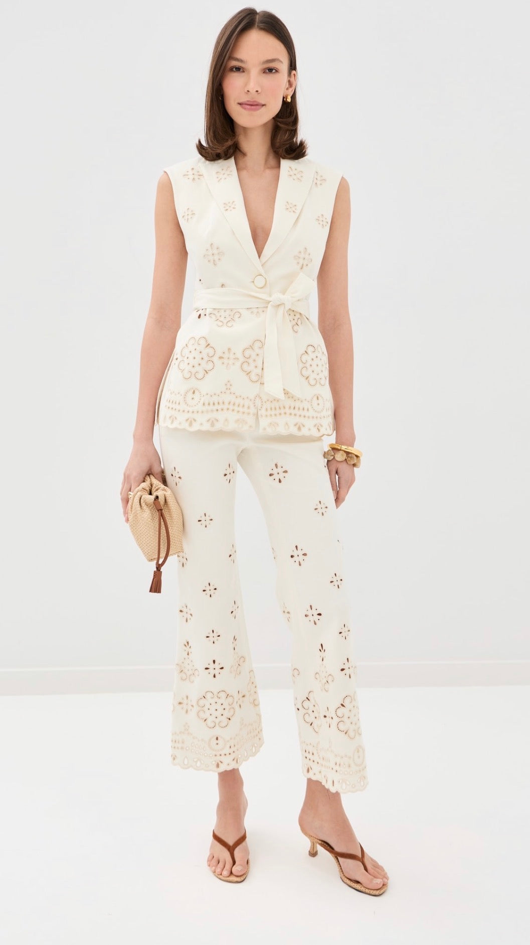 VB Townes Eyelet Vest | Komi Pants | Embroidered Stretch-cotton Twill Set